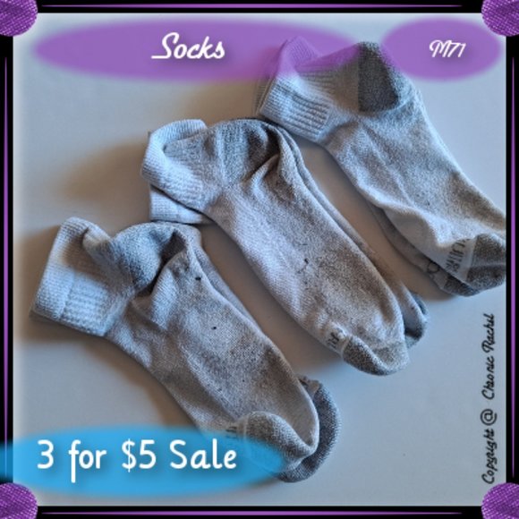 Other - 3-Pack White & Gray Ankle Socks